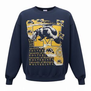 Vintage 90s Michigan Wolverines Size L University College Logo Sweatshirt